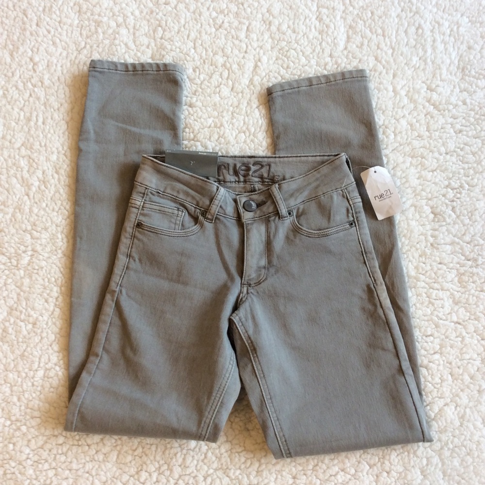 Rue21 jeans gray stretchy flex size 0 midrise new